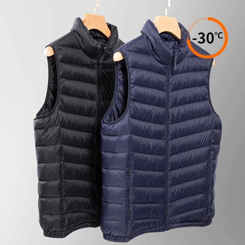 Yes mens standing collar down jacket autumn and winter thin vest sleeveless 240828