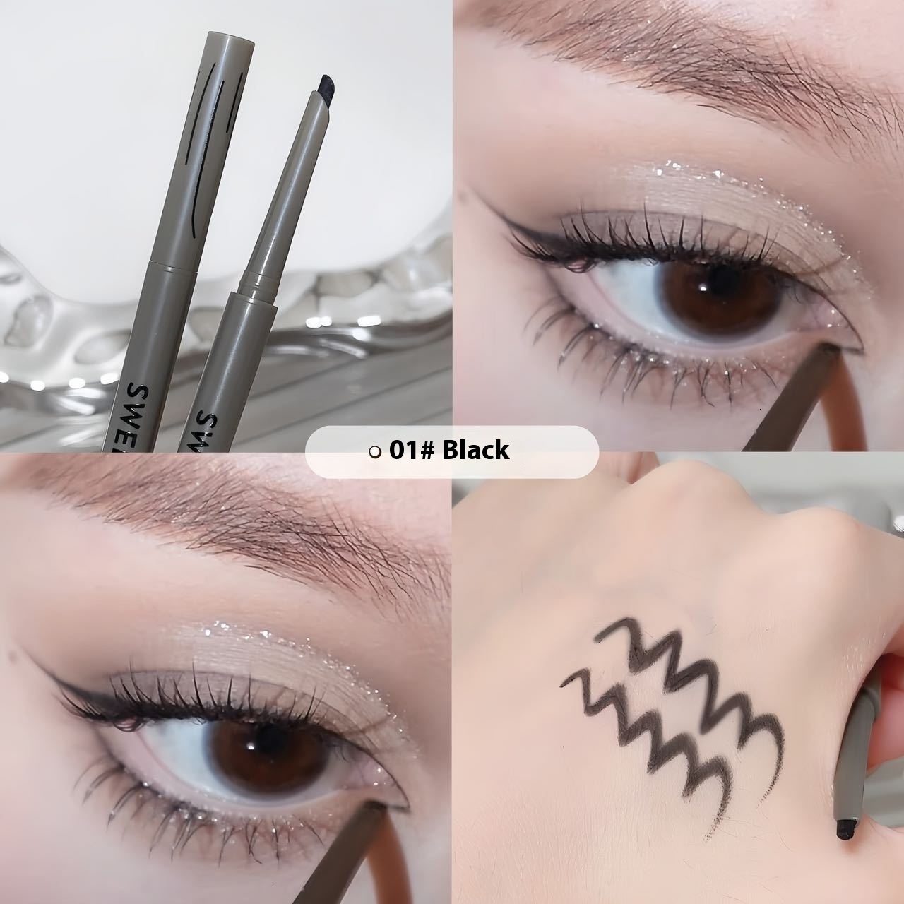 SWEET MINT machete eyeliner gel is durable, waterproof, sweat resistant, and not easy get dizzy. Draw down to shadow. Silkworm laying pen