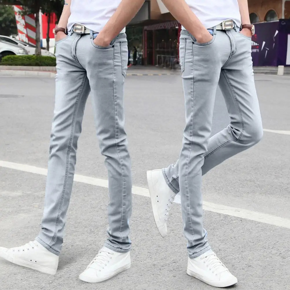 Simple Skinny Jeans SkinTouch Slim Fit Pencil Denim Trousers Zipper Button Fly Straight Leg Long Male Clothing 240826Z