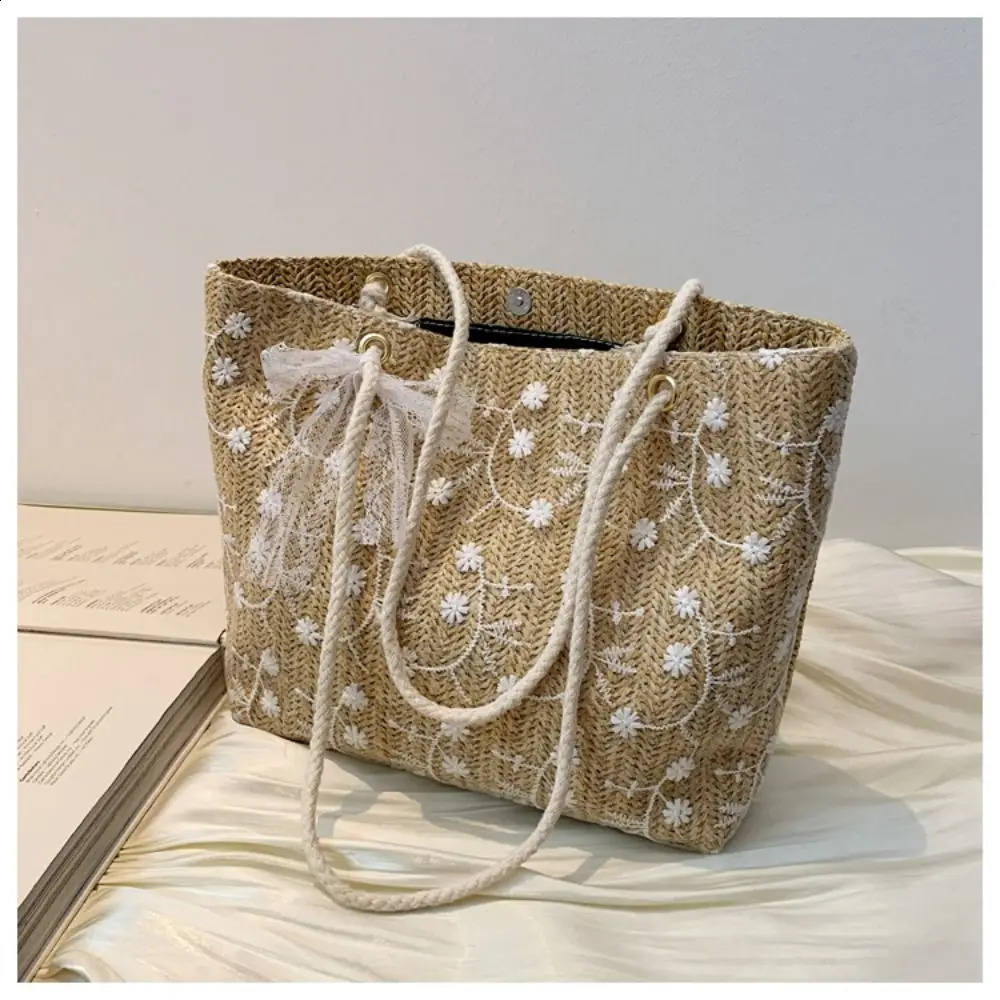 Fashion Woven Handbags For Women AllMatch Womens Bag 2024 Portable Bucket Handbag Summer Picnic Bags 240828Z