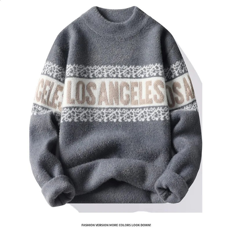 Mens Crystal Mink Sweater Knitted Fashion Letter Printed Pulling Comfortable Sweater 240829