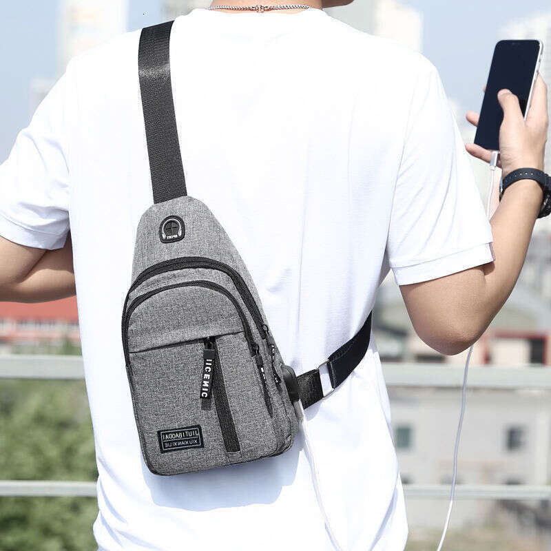 News Men's backpack 2024 new nylon canvas chest bag, casual sports travel chest bag, single shoulder crossbody bag