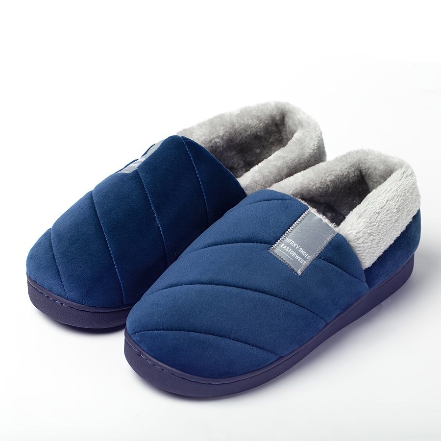 Men's Winter-Ready Slip-On Slippers - Cozy Plush Footwear with Non-Slip Grip, Casual Round Toe Home Shoes slipper