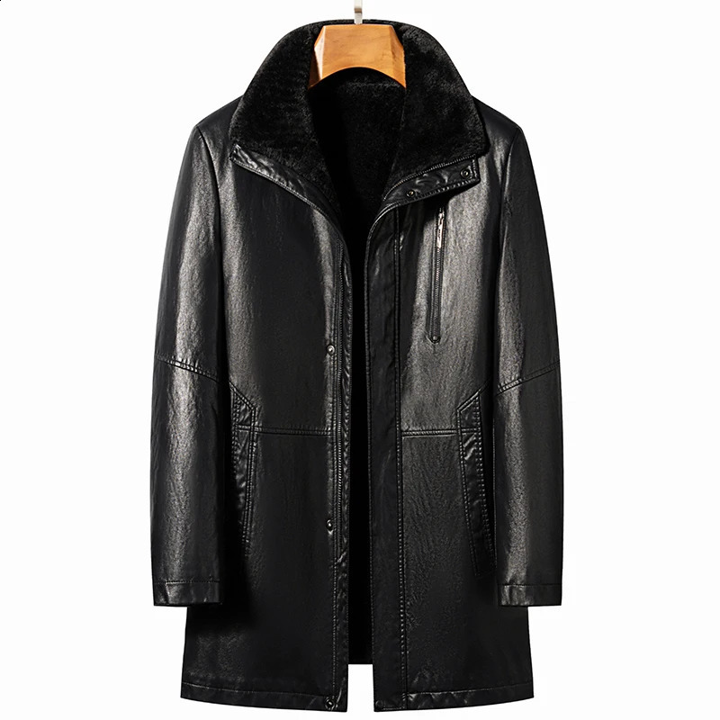 YN8819 fur integrated mens leather jacket medium length thick natural sheepskin collar family casual factory direct sales 240828