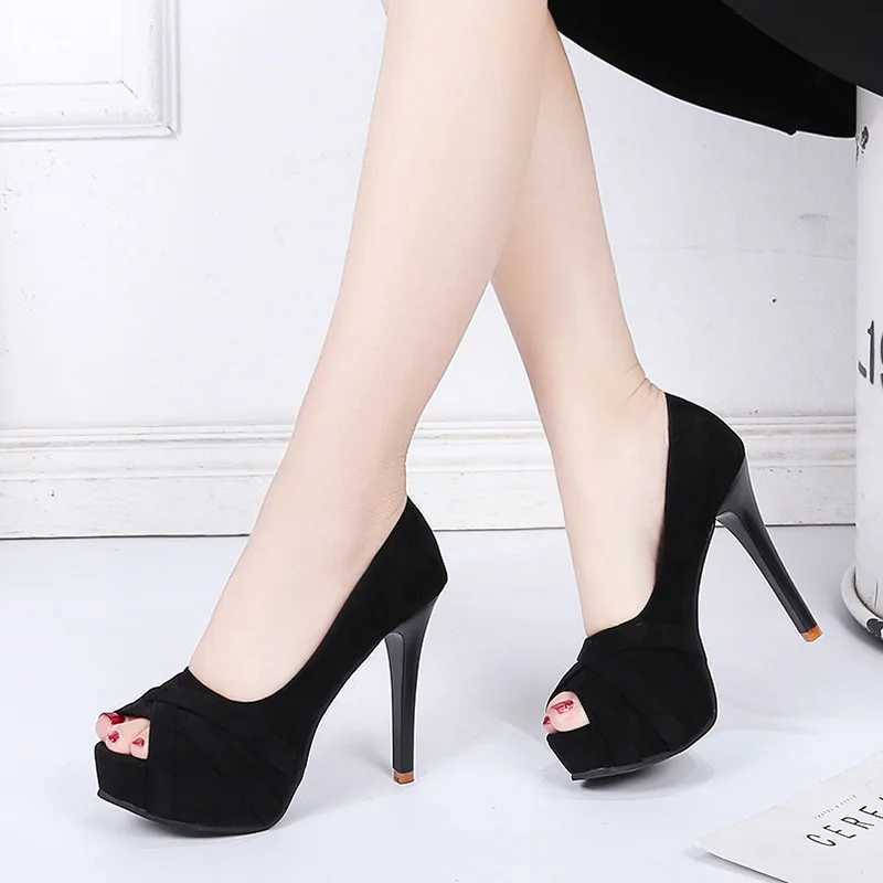 Trendy Slim Heeled Fish Mouth Womens Shoes 2024 New Design Sense Versatile Waterproof Platform Super High Heels Single Shoe W250910