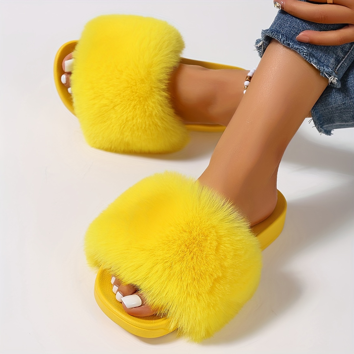 Cozy Faux Leather Womens Slippers - Soft, Breathable, Anti-Slip, Summer-Ready, Open-Toe, Flat, Slip-On Shoes with Rubber Insole and PU Sole - Stylish,