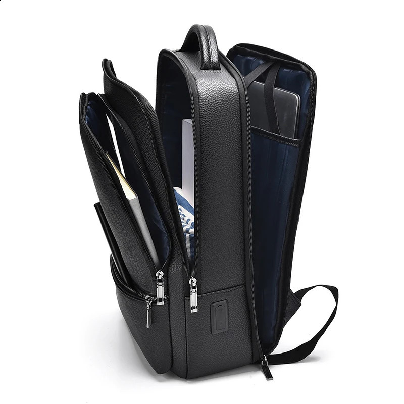 Fashion Mens PU Leather Backpack USB Charging Executive Briefcase Office Travel Laptop Office Business Casual Back Pack Bag o240829