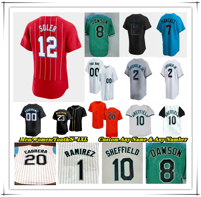 Baseball Jersey Gary Sheffield Jake Burger Jesus Sanchez Otto Lopez Nick Fortes Vidal Brujan Kyle Stowers Jonah Bride Andre Dawson Miguel Cabrera Dontrelle Willis