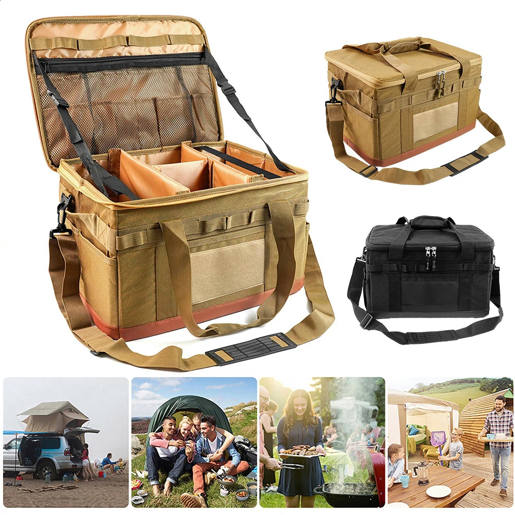 30L camping cooking Utensil organizer large capacity car trunk storage bag detachable multifunctional practical supplies 240828