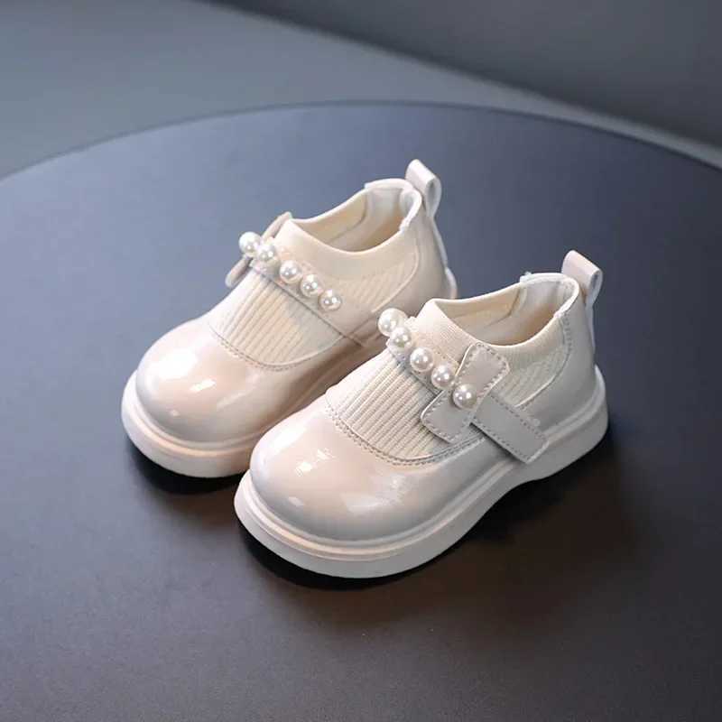 Baby girl leather shoes childrens sports shoes sweet princess baby girl leather apartment autumn childrens shoes black pearl beads W250407