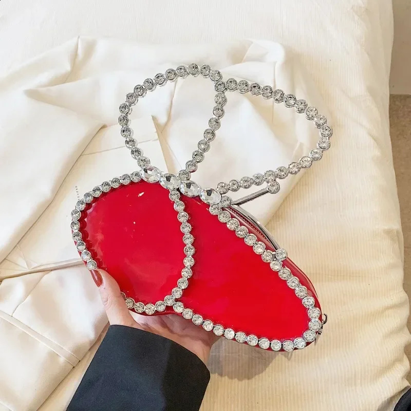 Butterfly Evening Bags Matte and Sequin Hollow Handbag Female Red Rhinestone Purses Lady Clutch Purse for Wedding Party 240828