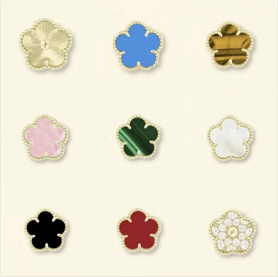 15mm Designer Clover Studs Earring Vintage Four Leaf Clover Charm Stud Earrings Mother-of-Pearl Stainless Steel Gold Studs Agate for Women wedding Good Gift Jewelry