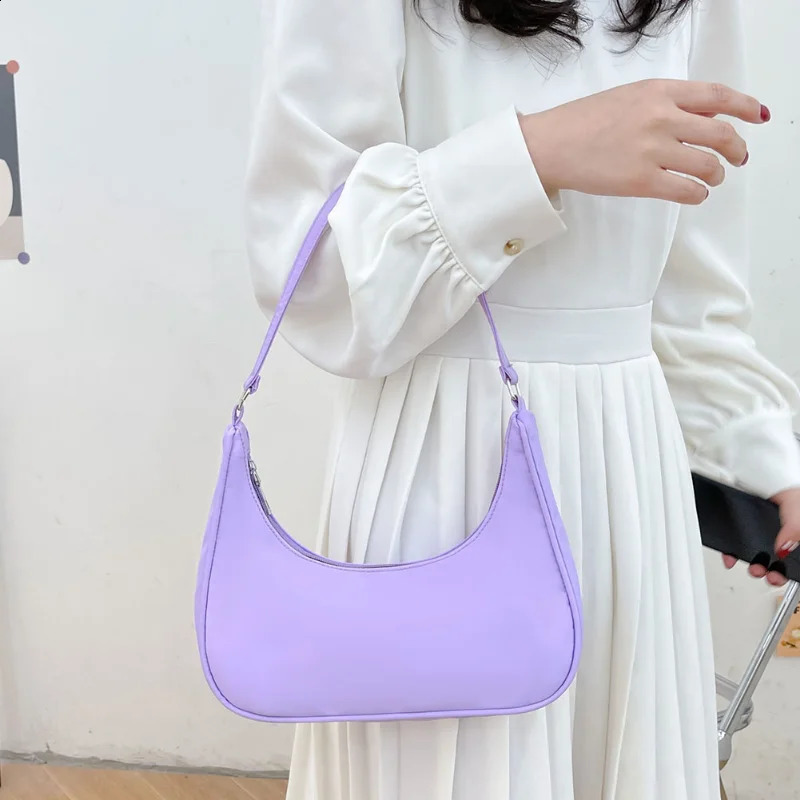 Fashion Simplicity Solid Color Shoulder Bag Women Underarm Ladies Tophandle Clutches Black Beige White Pink Handbag Pouch 240828