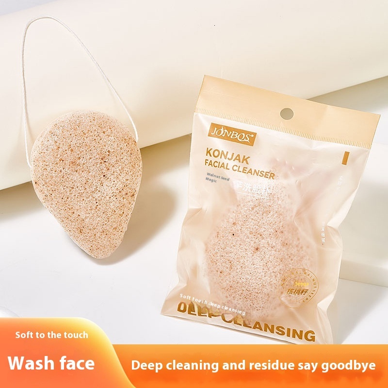 Konjac Microfiber Facial Pad by JONBOS - Enriched with Walnut Seeds and Algae for Hydrating Skincare Rituals