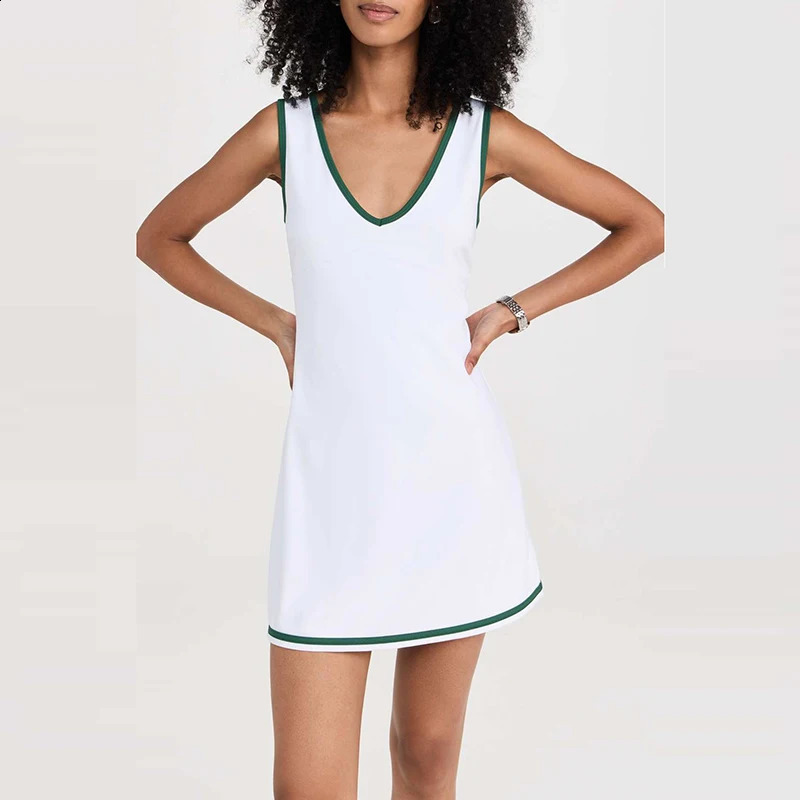Sean Tsing Tennis Golf Dresses with inner Shorts Woman Girls Sleeveless Elastic Sport Dress for Workout Badminton Pickleball 240828CJ