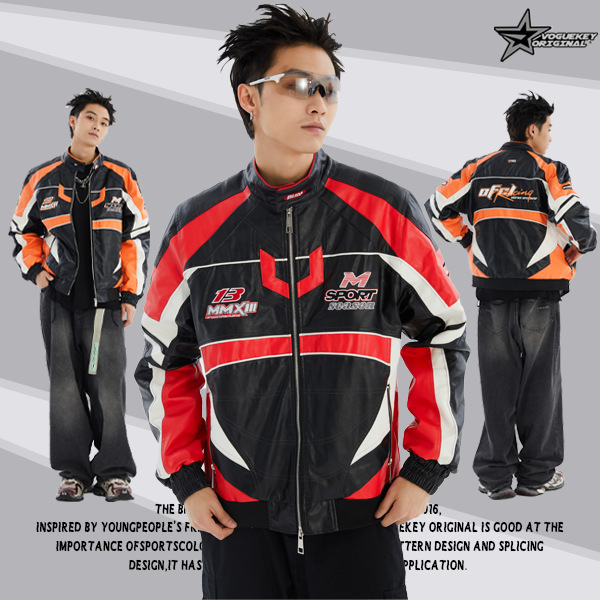 American Motorcycle Suit Jacket Oversized Embroidered Baseball Suit High Street Jacket Racing Suit