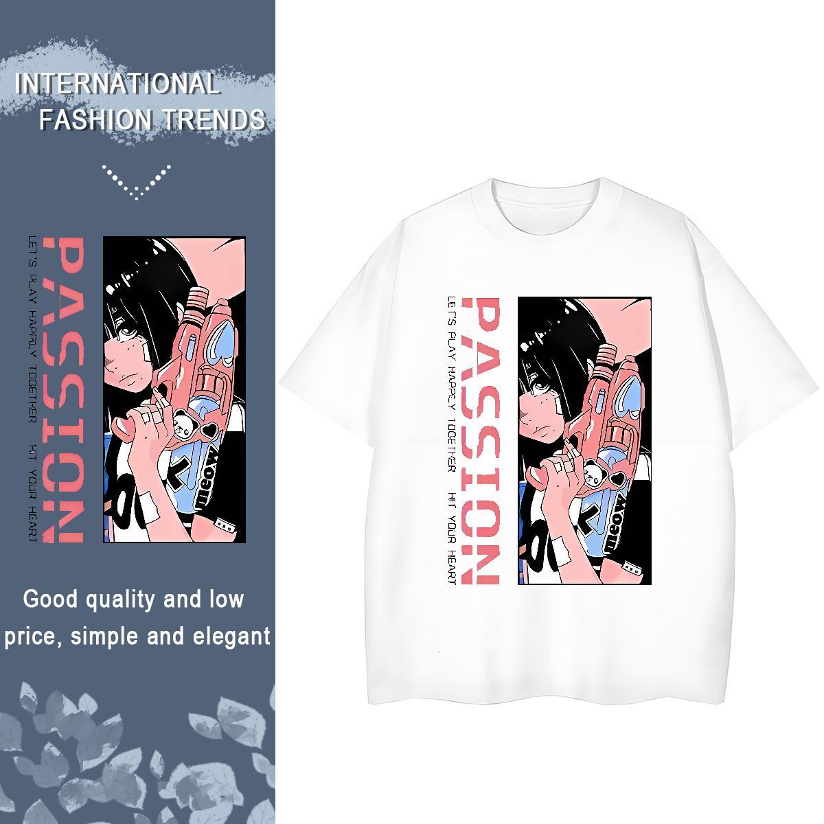 Free Shipping Couples T Shirts 230g Cotton cartoon Casual Sport Womens T Shirts Breathable Soft Anime Clothes Shirt