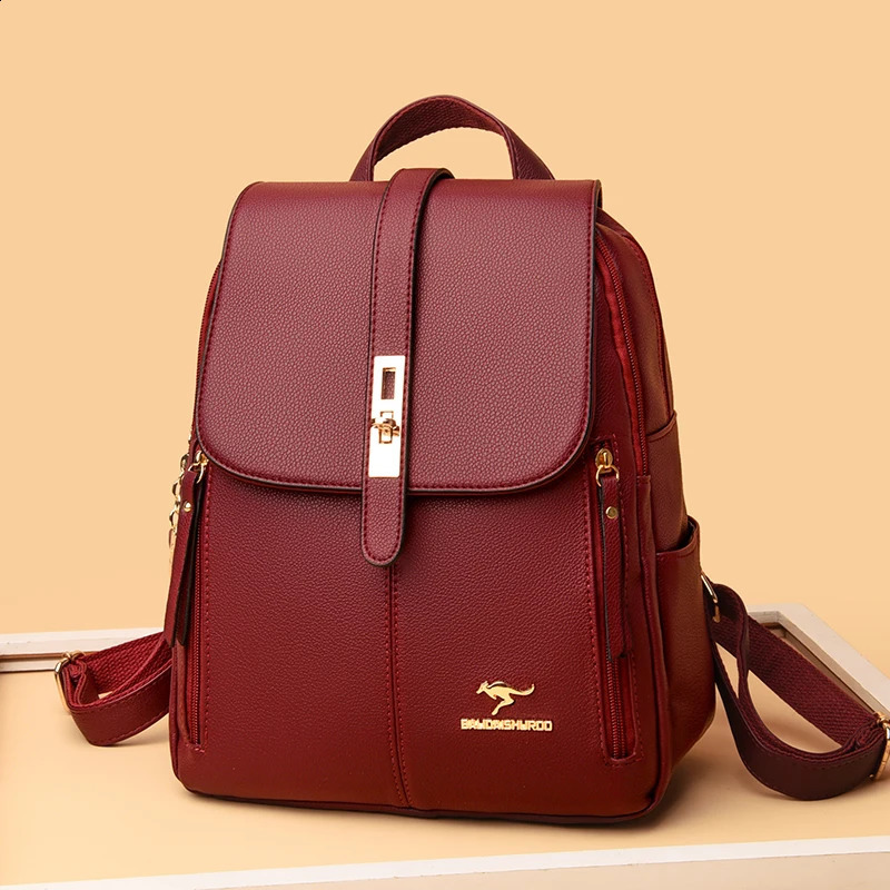 High Quality Leather Backpack Women Large Capacity Purses Female Vintage Bag School Bags Travel Bagpack Ladies Bookbag 240828