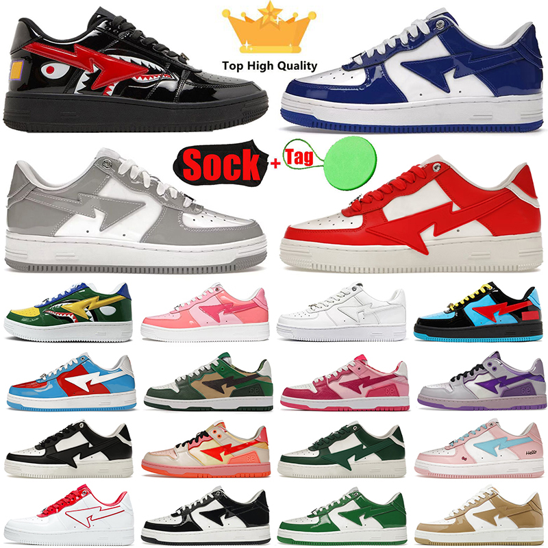 2024 designer men sk8 sta casual shoes A Bathing Low Flat Camo Combo Patent Leather Shark camouflage womens trainers sports sneakers plate-forme jogging size 47