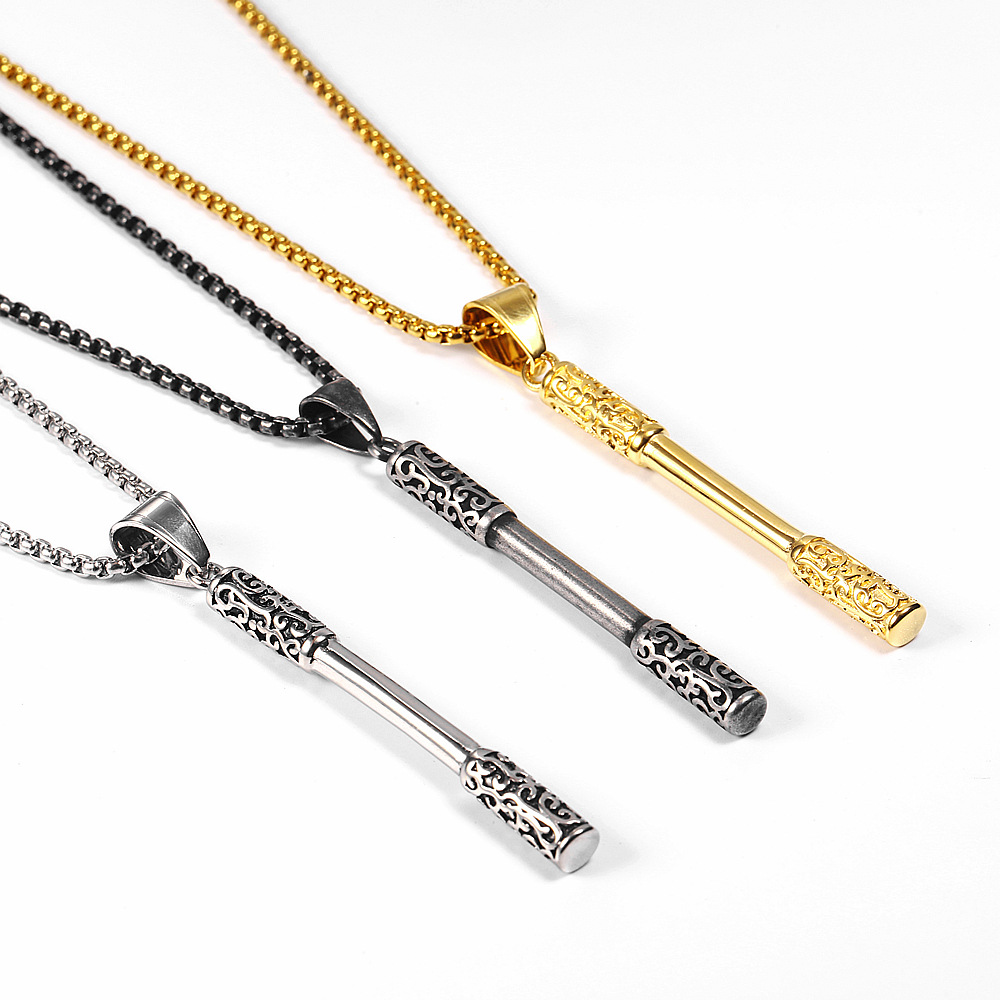 Black Mythical Saint Returns, Sun Wukong's Ruyi Golden Hoop Necklace, Sea God Needle Titanium Steel Pendant, Hip hop Men's and Women's 