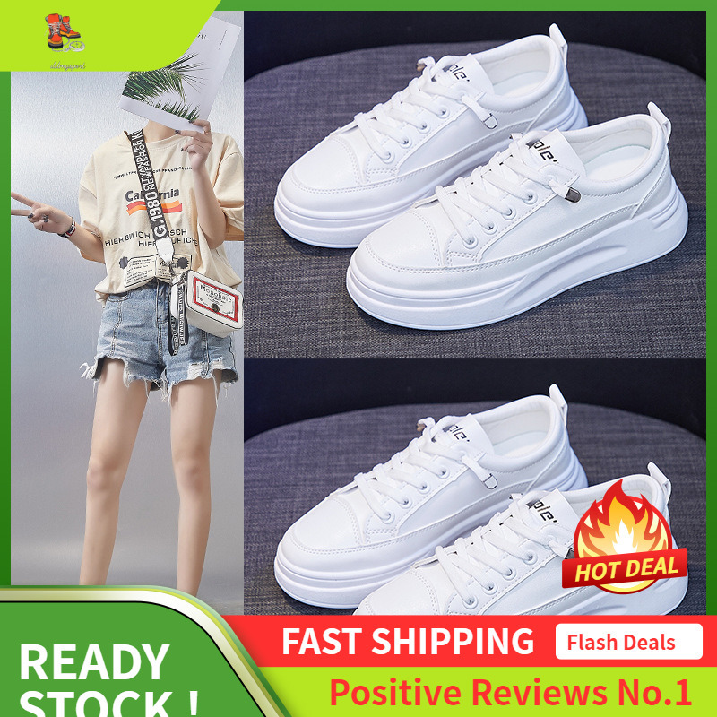 Ddmysports White For Women Spring New Breathable Student Korean Version Height Increasing Sponge Cake Casual D Board Shoes OUTDOOR