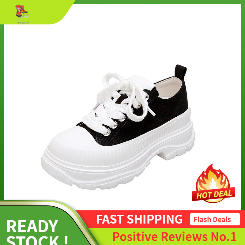 Ddmysports Chaomai Kun Canvas For Women In Spring New Songgao Thick Sole Eightened Little White Casual Shoes Sports Dad OUTDOOR