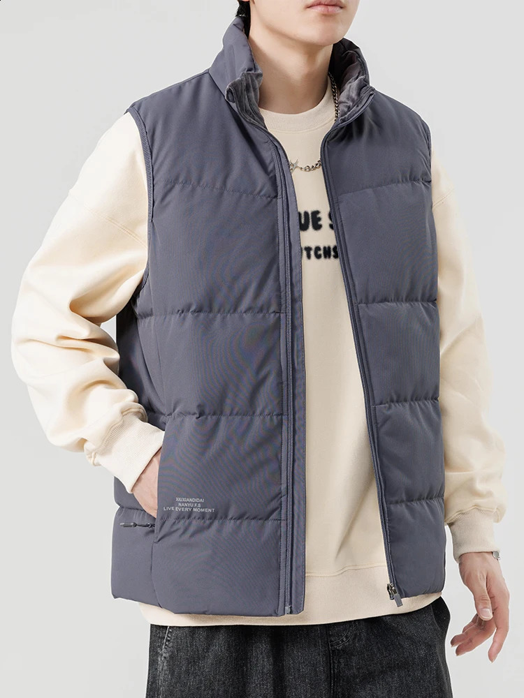 Large size 8XL white duck down apron warm vest mens sleeveless jacket solid color red blue casual 7XL 6XL inflatable goldplated 240828