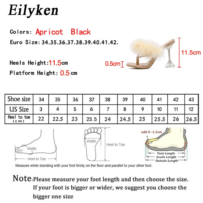 Eilyken Summer Sliders Womens Fur Sliders Fashion Square Heels Transparent Perspex Heels Rhinestone Sandals Womens Flip Shoes 240827