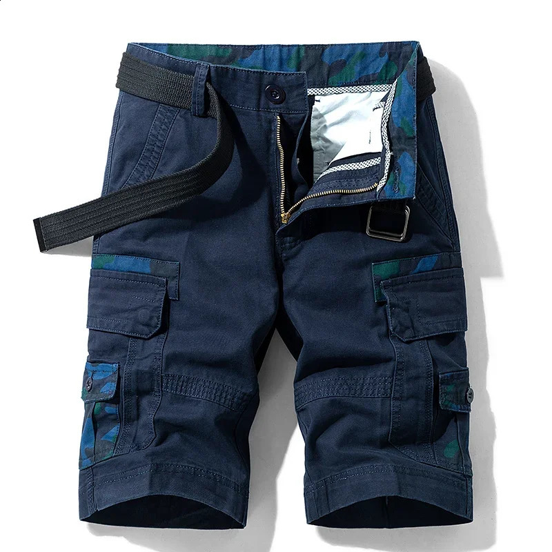 Mens cargo cotton camouflage shorts with large pockets suitable for summer beach runners to wear mens clothing on the shoulders excluding belt 240828 - view 4