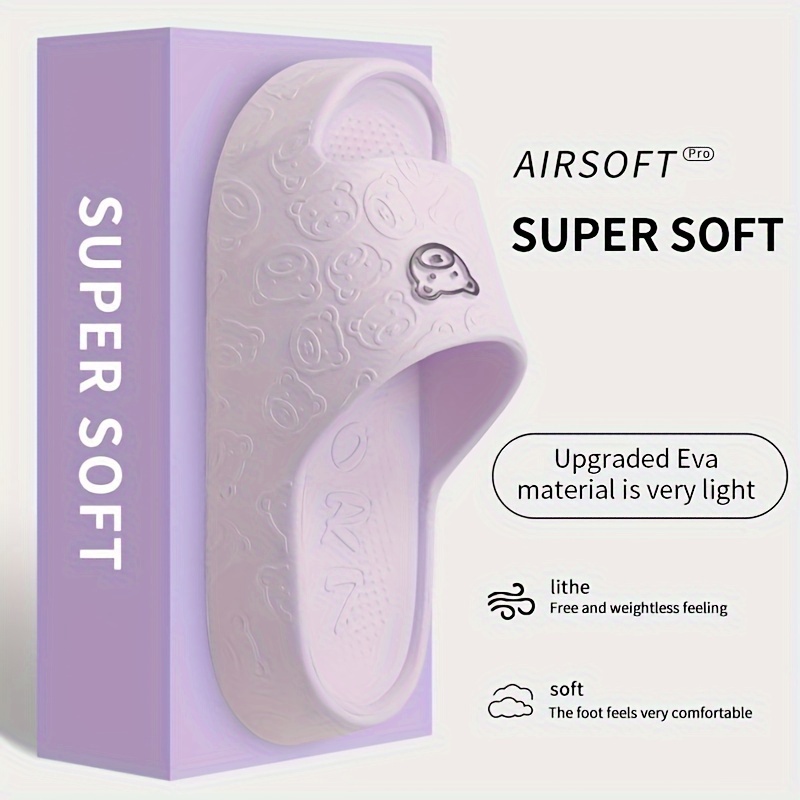 Women's Comfy EVA Slides - Cute Cartoon Design, Non-Slip Thick Sole for Indoor/Outdoor Use, Perfect for Beach & Casual Wear