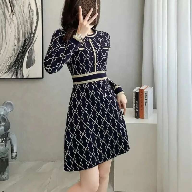 A e Female Knit Dress Chic and Elegant Pretty Cover Up Women's Crochet Dresses Knee Length Midi Trendy X Hot Casual Youth G