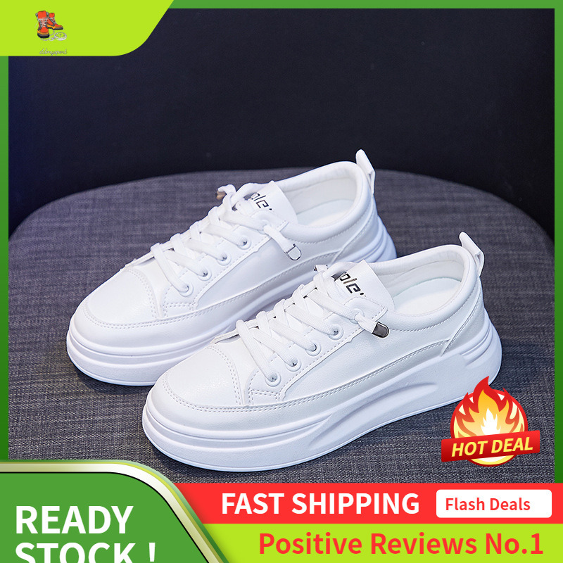 Ddmysports White For Women Spring New Breathable Student Korean Version Height Increasing Sponge Cake Casual D Board Shoes OUTDOOR