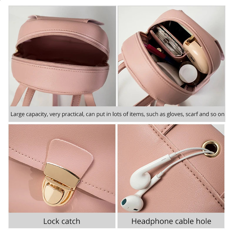 Mini womens backpack cross body bag PU leather multifunctional small school backpack shoulder bag womens phone bag 240829