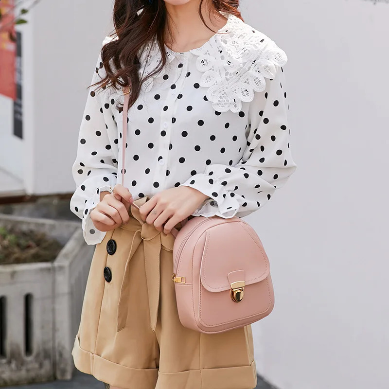 Mini womens backpack cross body bag PU leather multifunctional small school backpack shoulder bag womens phone bag 240829