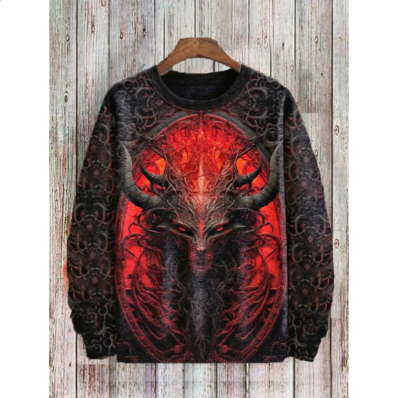 Halloween hooded sweatshirt mens long sleeved tee oversized O-neck with 3D lantern pattern T-shirt street mens clothing 240829