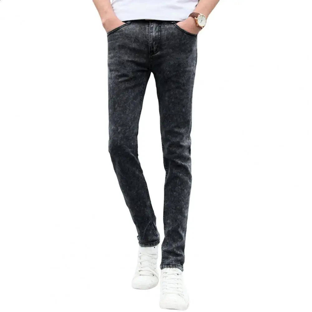 Simple Skinny Jeans SkinTouch Slim Fit Pencil Denim Trousers Zipper Button Fly Straight Leg Long Male Clothing 240826Z