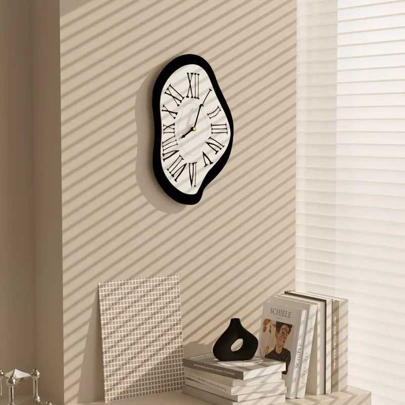 Nordic Interior Wall Clock Surreal Melting Distorted Clocks Luxury Modern Roman numerals Salvador Dali style Watch Wall DecorX240829