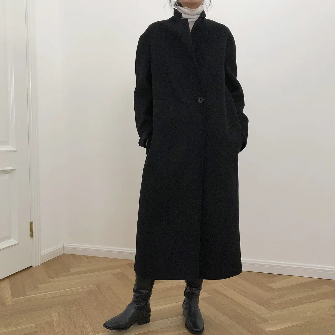 Winter European and American Fashion Sensual Elegant Double sided Wool Coat Thickened Warm Loose Slimming Weight Loss Jacket for Women 240828