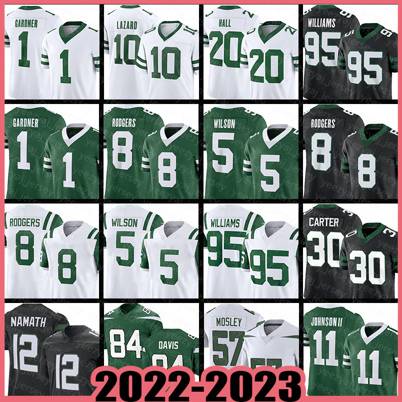 Ahmad Sauce Football Jerseys Mens Aaron Rodgers Allen Lazard Michael Carter Quinnen Williams Garrett Corey Davis Michael Carter Breece Hall Joe Namath