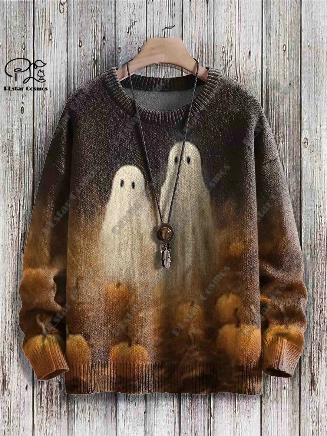 3D Printing Halloween Series Retro White Ghost Horror Skull Pattern Ugly Sweater Casual Neutral Winter Sweater YK-1 240829