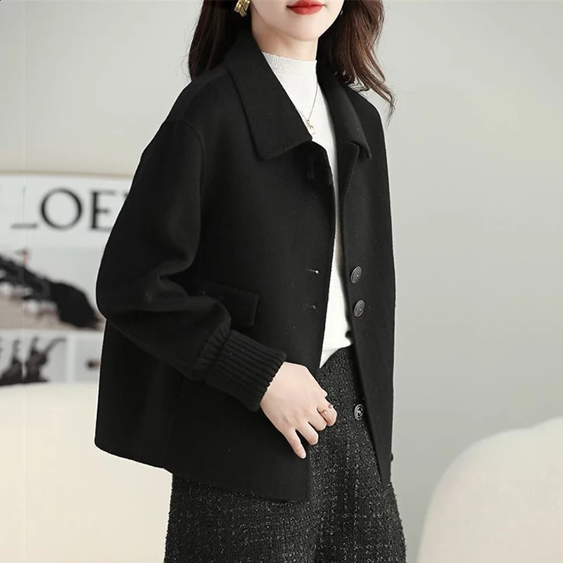 Short fashion n manual double-sided velvet wool jacket for women womens wool jacket for spring and autumn 240828