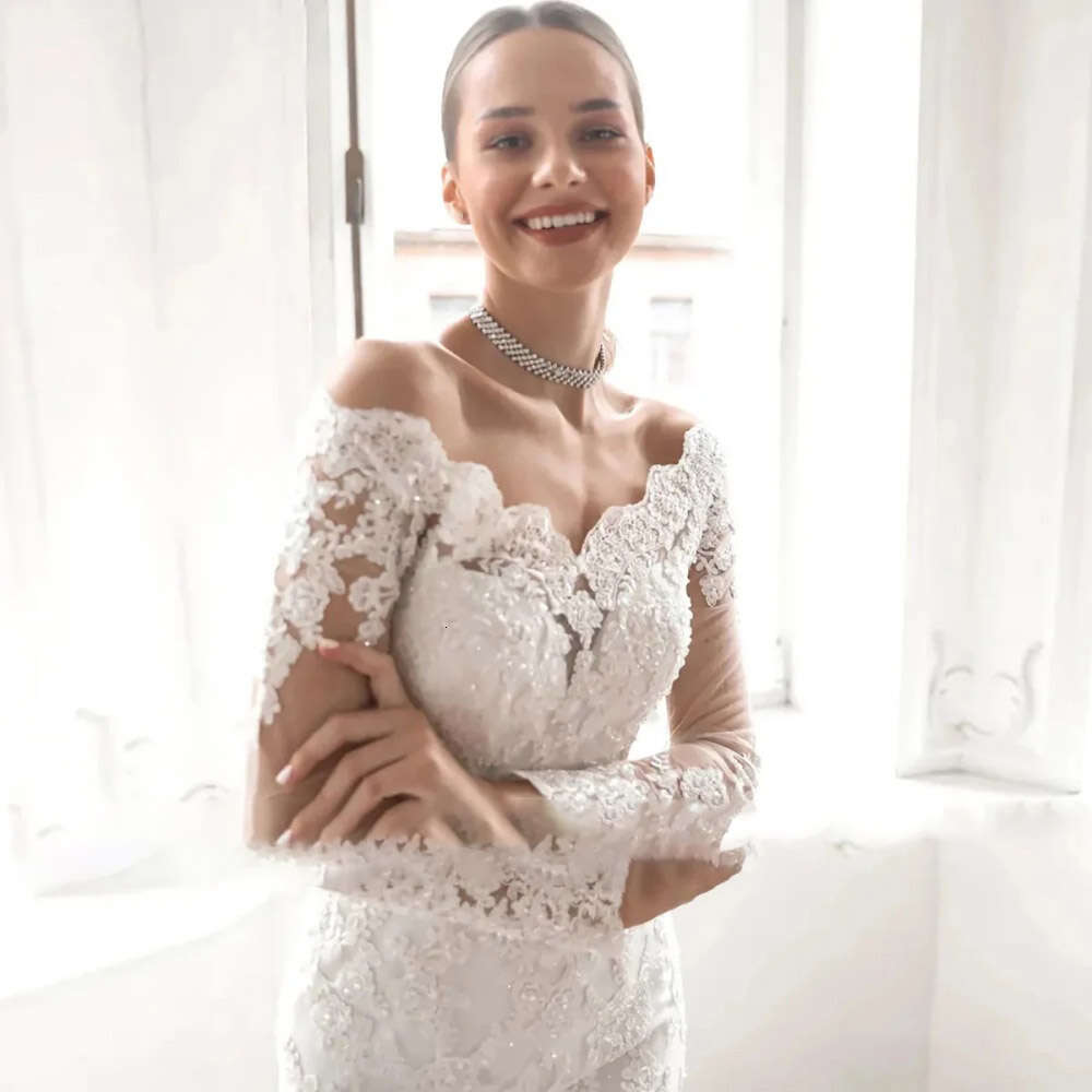 Elegant Mermaid Wedding Dresses Detachable Train Lace Appliqued Bridal Gowns Custom Made Princess Vestido De Noiva