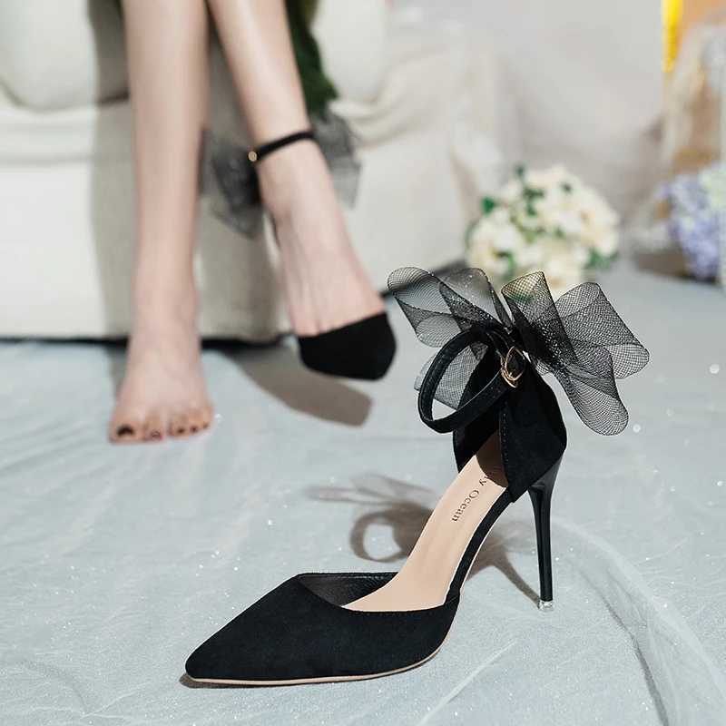 High Quality Tulle Bow Heels Designer Stiletto High Heels Womens Pump Wedding Shoes Bridal Womens Party Ball Shoes Large Size 44 45 T241024