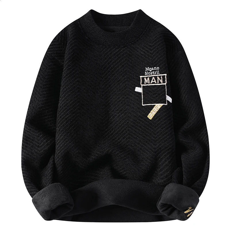 Mens French letter print and wool sweater with autumn and winter thick pull up sweater 240829