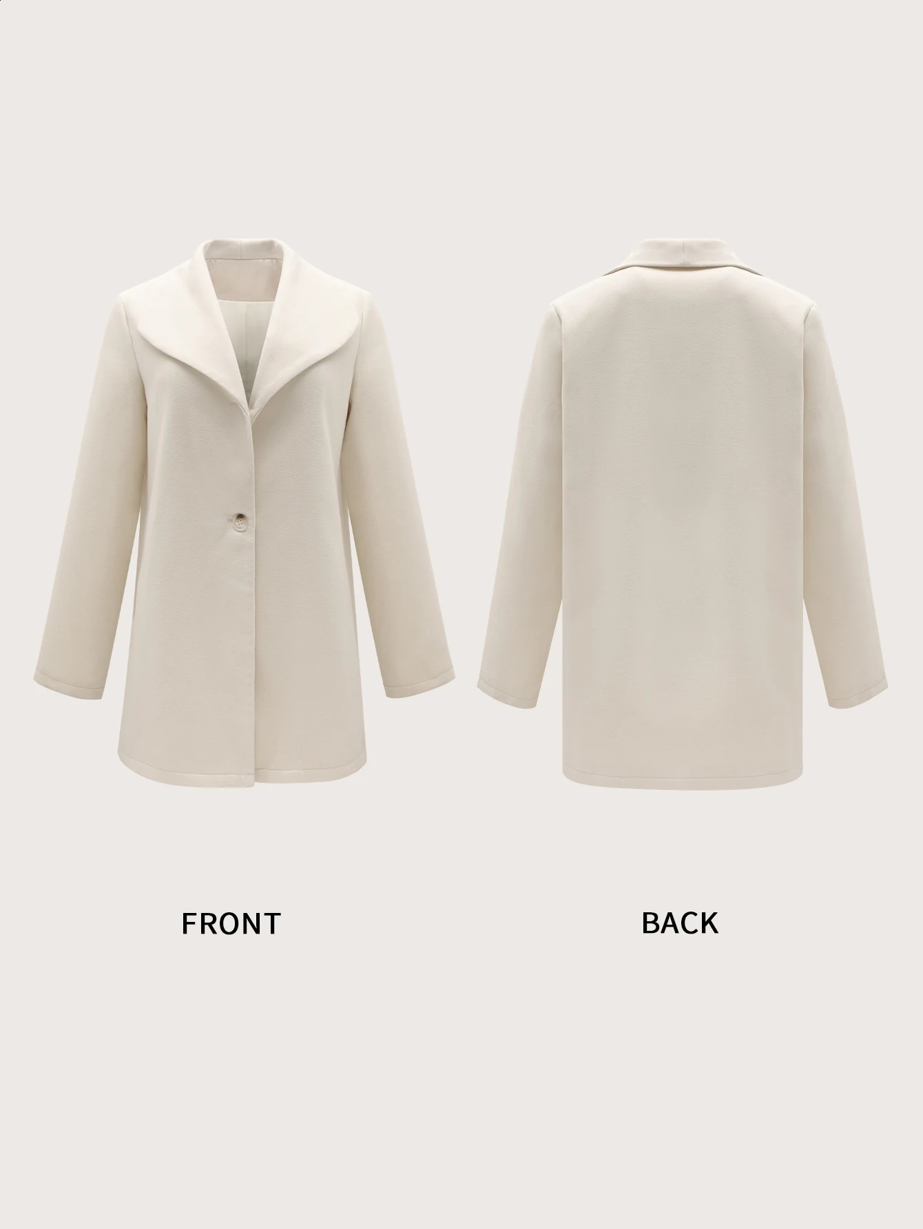 Womens fashionable single chest long wool almond coat autumn and winter womens casual long sleeved trench coat 240828