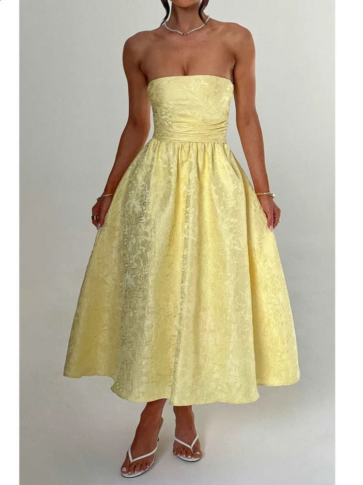 Articat Elegant Strapless High-end Satin Long Dress Women Sexy Sleeveless Backless Female Bodycon Party Evening Vestidos