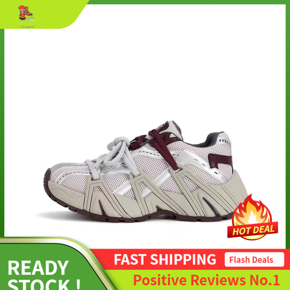 Ddmysports Leather Thick Soled Dad For Women Autumn New Edition Mesh Breathable Comfortable Versatile Casual Sports Running Shoes OUTDOOR