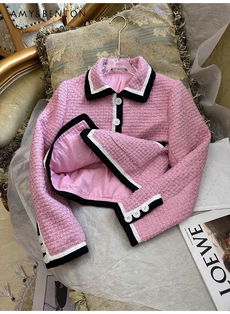Elegant and graceful early spring collar single chest coarse woolen coat mini Aline tight fitting outfit sweet highend twopiece set womens clothing 24
