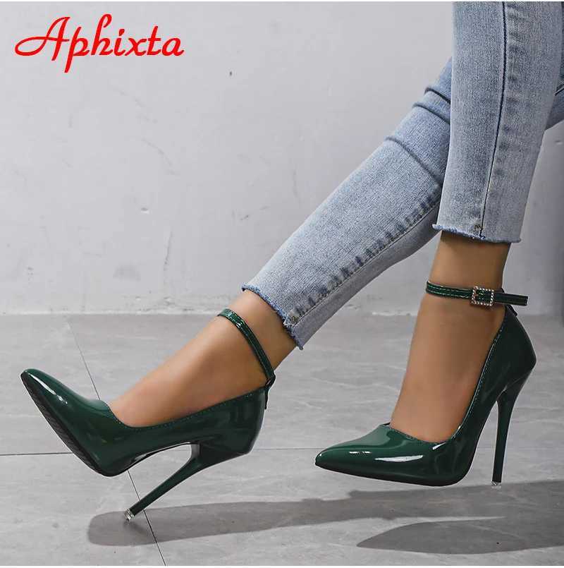 High Quality Aphixta Oranges New Luxury Crystal Buckle Pimp for Customers Ultra High 12cm Stiletto Heels Pump for Women Pointed Toe Color Party Pump T