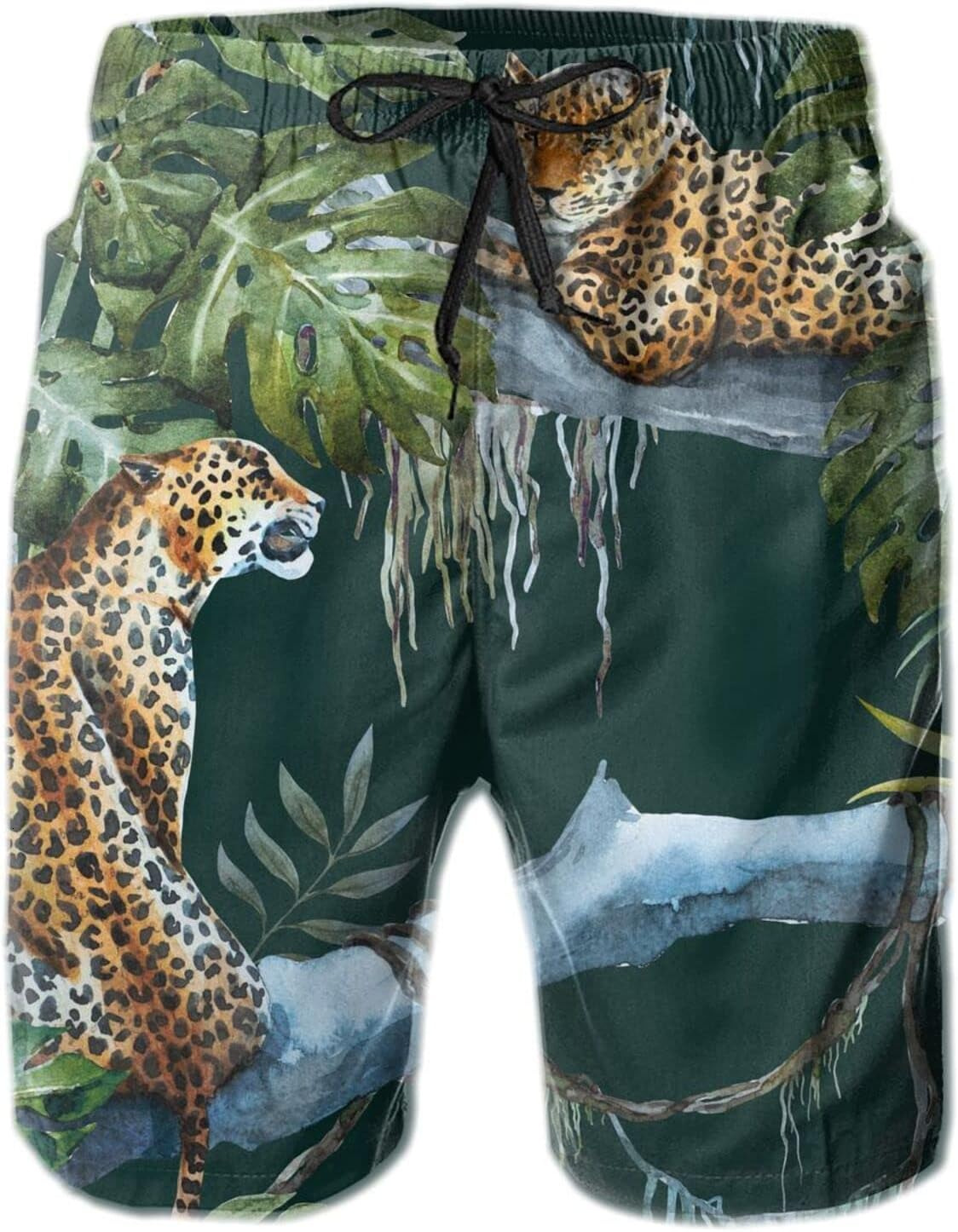 Mens Shorts 3D Printing Pattern Leopard On Tree Swim Trunks Quick Dry Beach Pants For Men Casual Board Swimwear